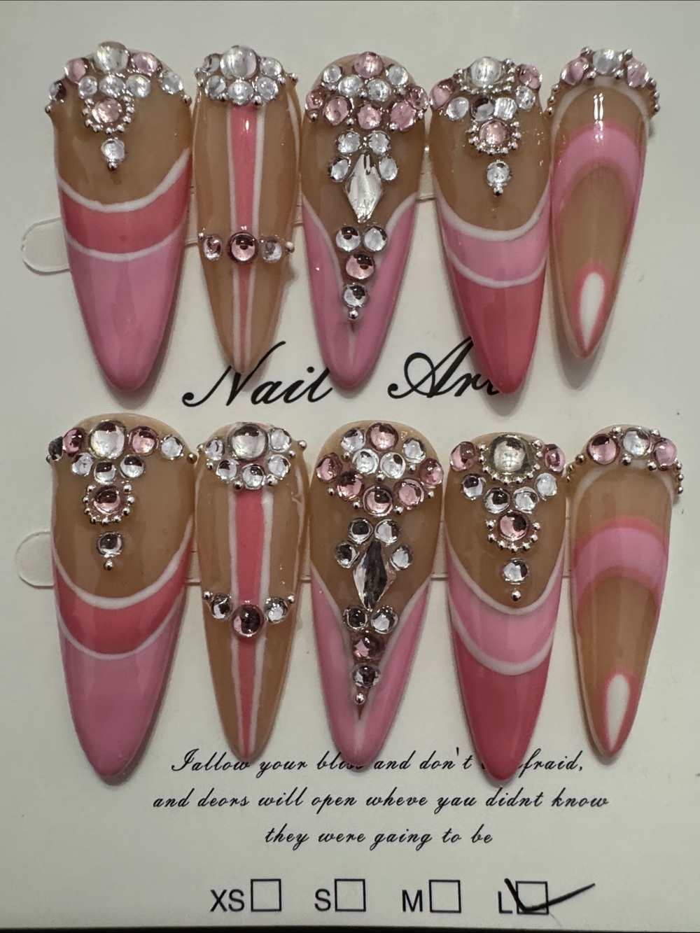 Pink Jeweled Press-On Nail Set